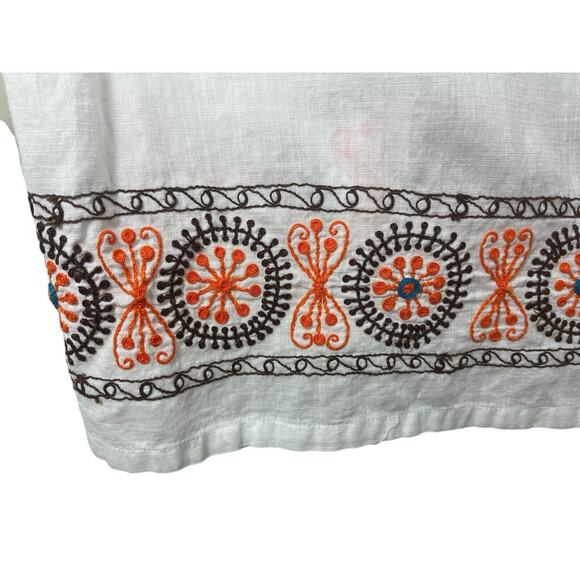 Roberta Freymann Women's Tunic Coverup V Neck White Embroidered Large Resort - Picture 6 of 11